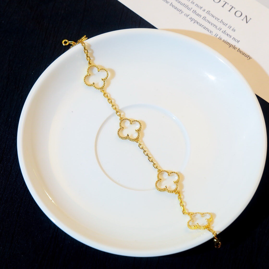 [Dream]New CLOVER 5 MOTIF ROCK CRYSTAL BRACELET