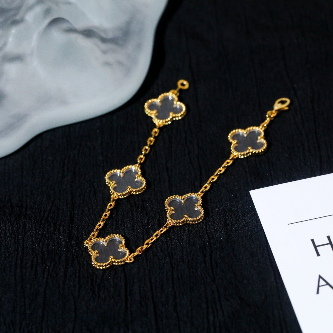 [Dream]New CLOVER 5 MOTIF ROCK CRYSTAL BRACELET