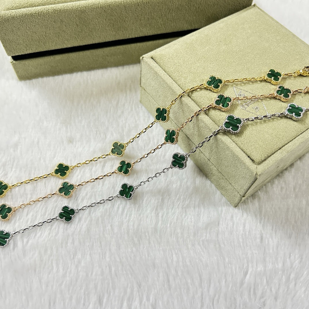 [¡®Dream¡¯]CLOVER 6 MOTIF MALACHITE BRACELET