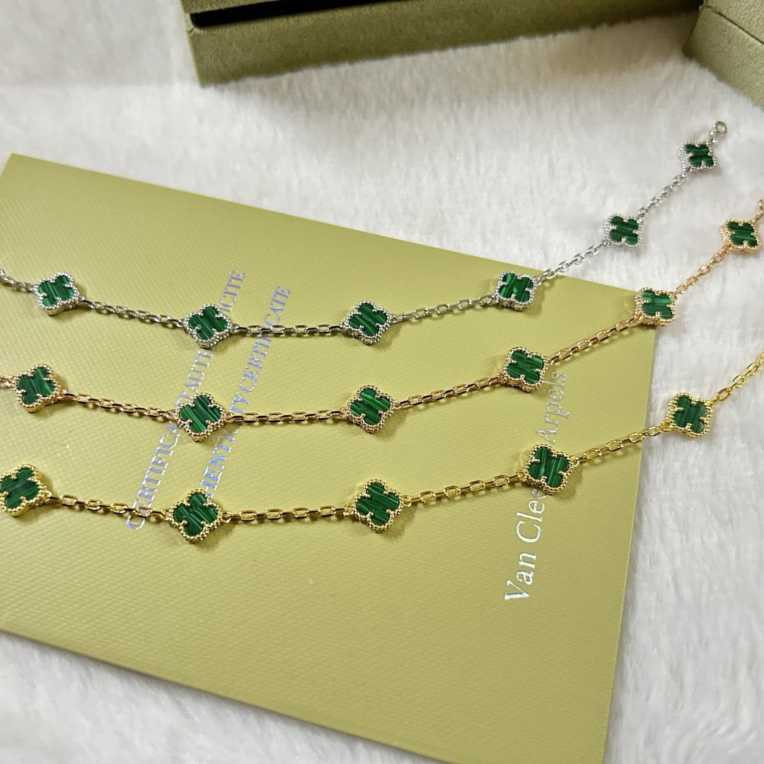 [¡®Dream¡¯]CLOVER 6 MOTIF MALACHITE BRACELET