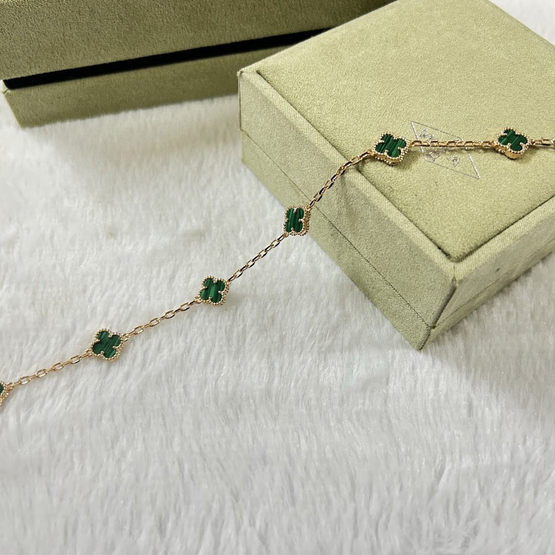 [¡®Dream¡¯]CLOVER 6 MOTIF MALACHITE BRACELET