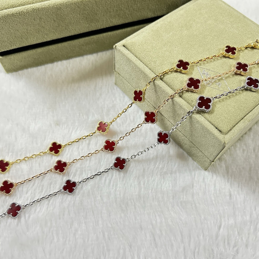 [¡®Dream¡¯]CLOVER 6 MOTIF RED AGATE BRACELET