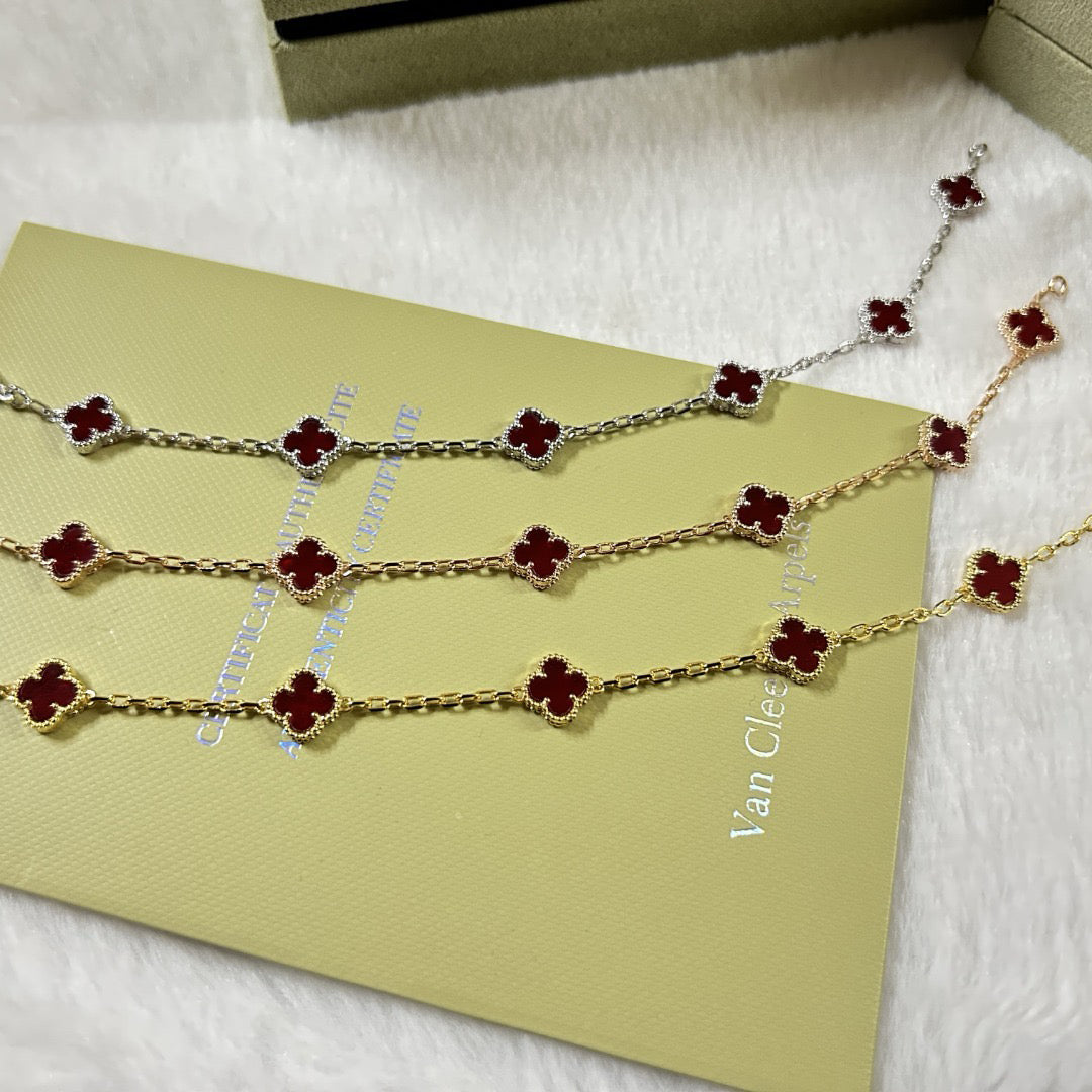 [¡®Dream¡¯]CLOVER 6 MOTIF RED AGATE BRACELET
