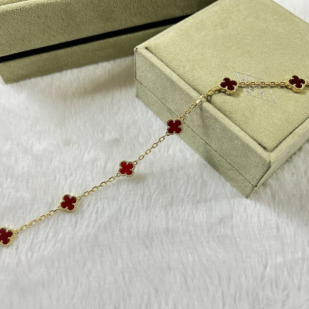 [¡®Dream¡¯]CLOVER 6 MOTIF RED AGATE BRACELET