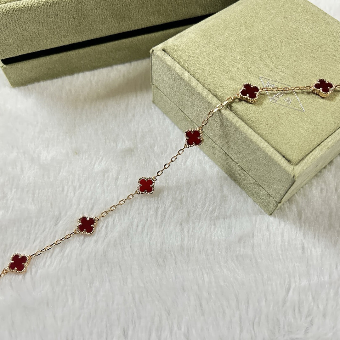 [¡®Dream¡¯]CLOVER 6 MOTIF RED AGATE BRACELET