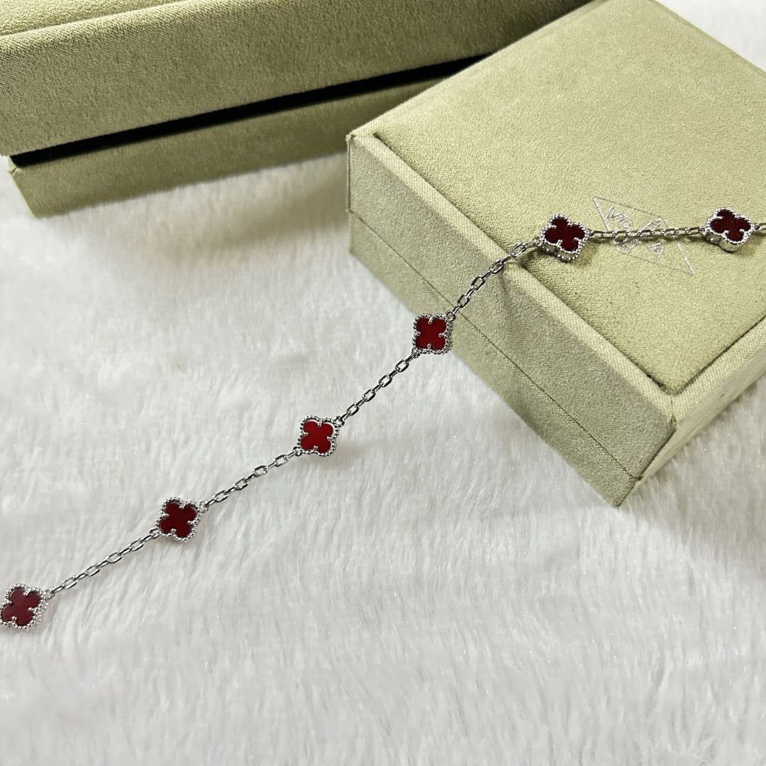 [¡®Dream¡¯]CLOVER 6 MOTIF RED AGATE BRACELET