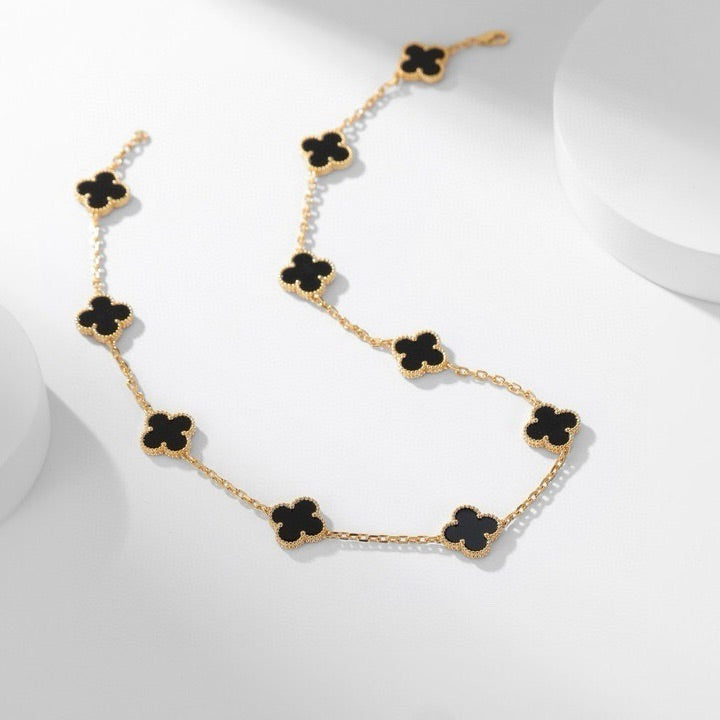 ¡®Dream¡¯CLOVER 10 MOTIFS ONYX NECKLACE