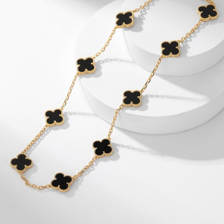 ¡®Dream¡¯CLOVER 10 MOTIFS ONYX NECKLACE