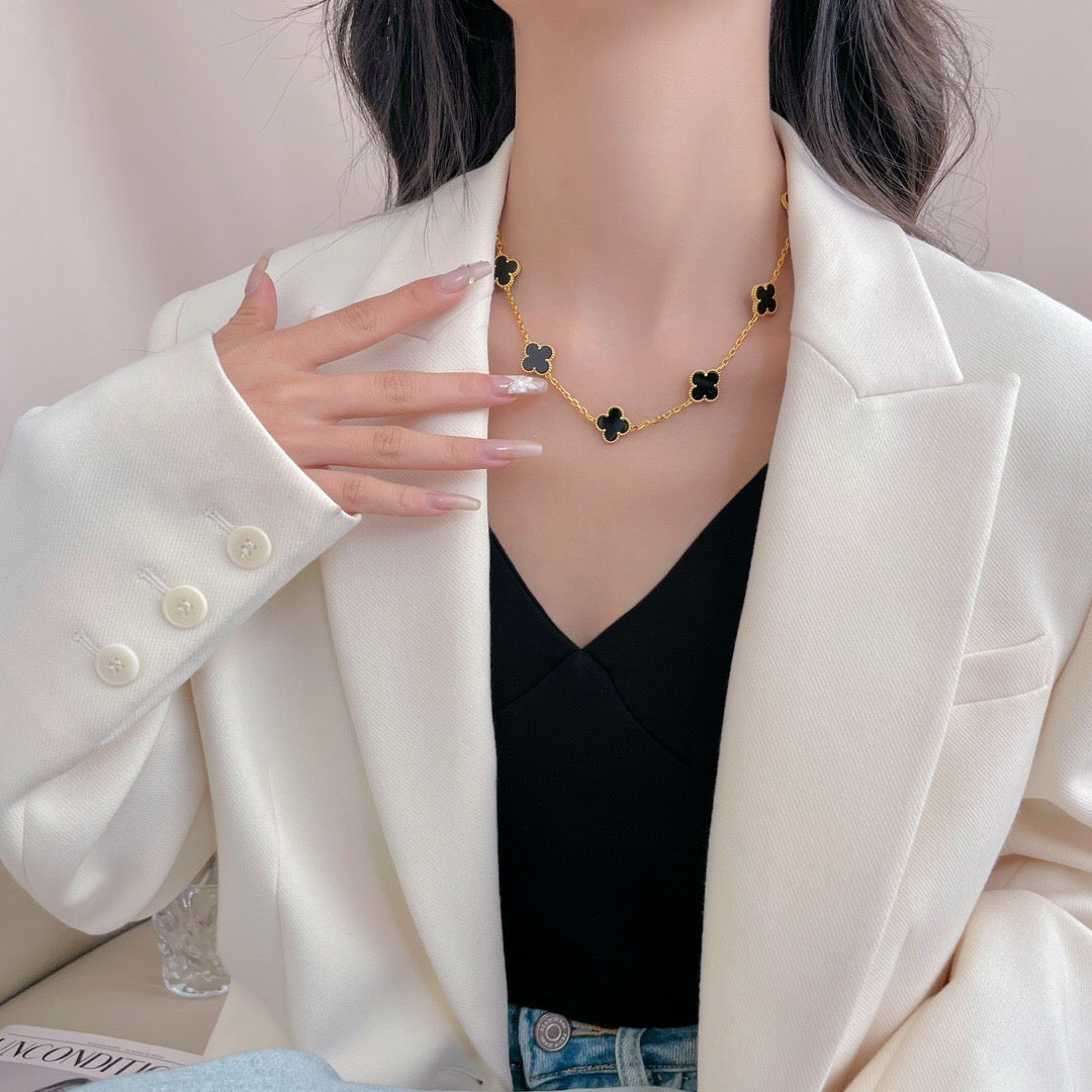 ¡®Dream¡¯CLOVER 10 MOTIFS ONYX NECKLACE
