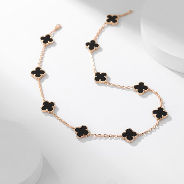 ¡®Dream¡¯CLOVER 10 MOTIFS ONYX NECKLACE