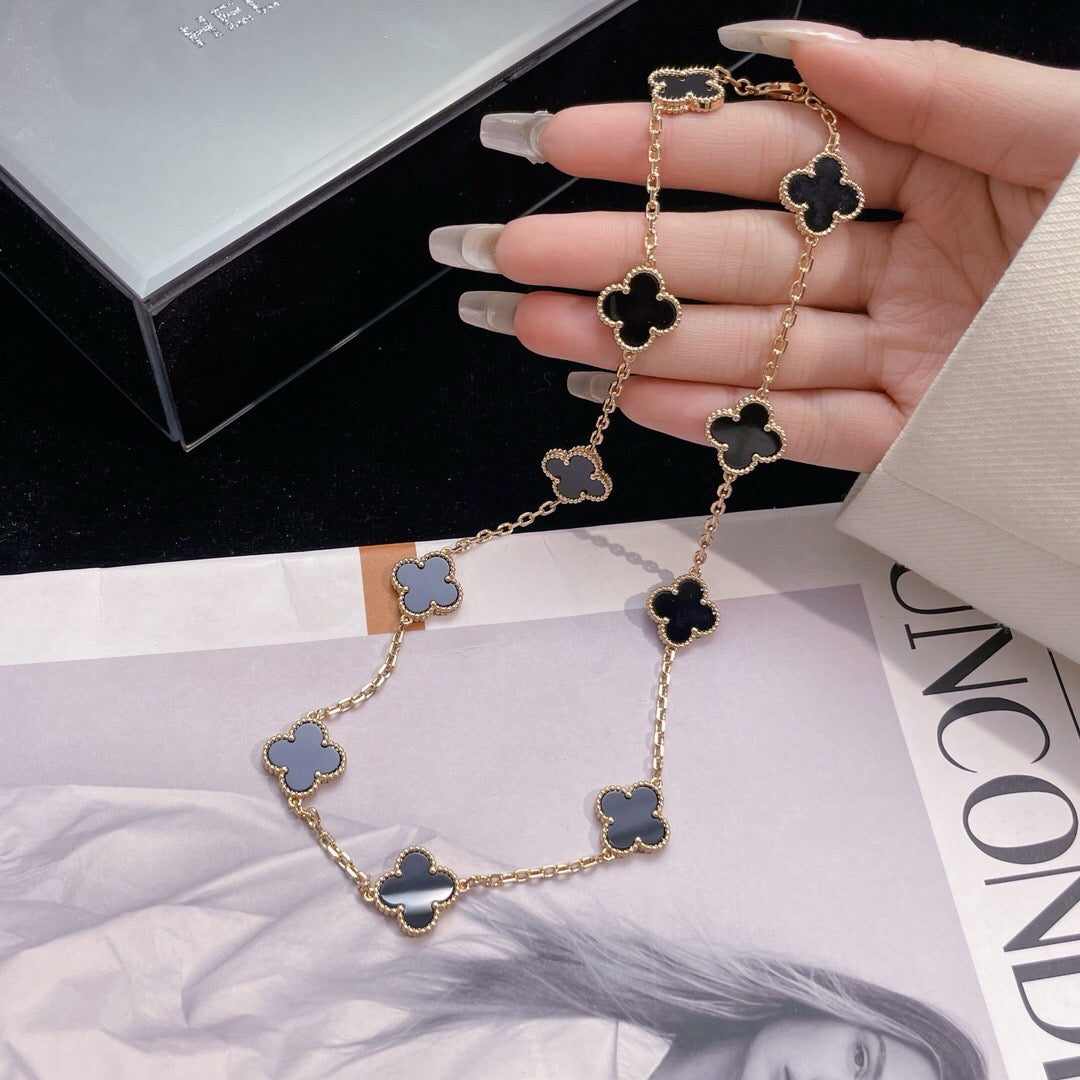 ¡®Dream¡¯CLOVER 10 MOTIFS ONYX NECKLACE