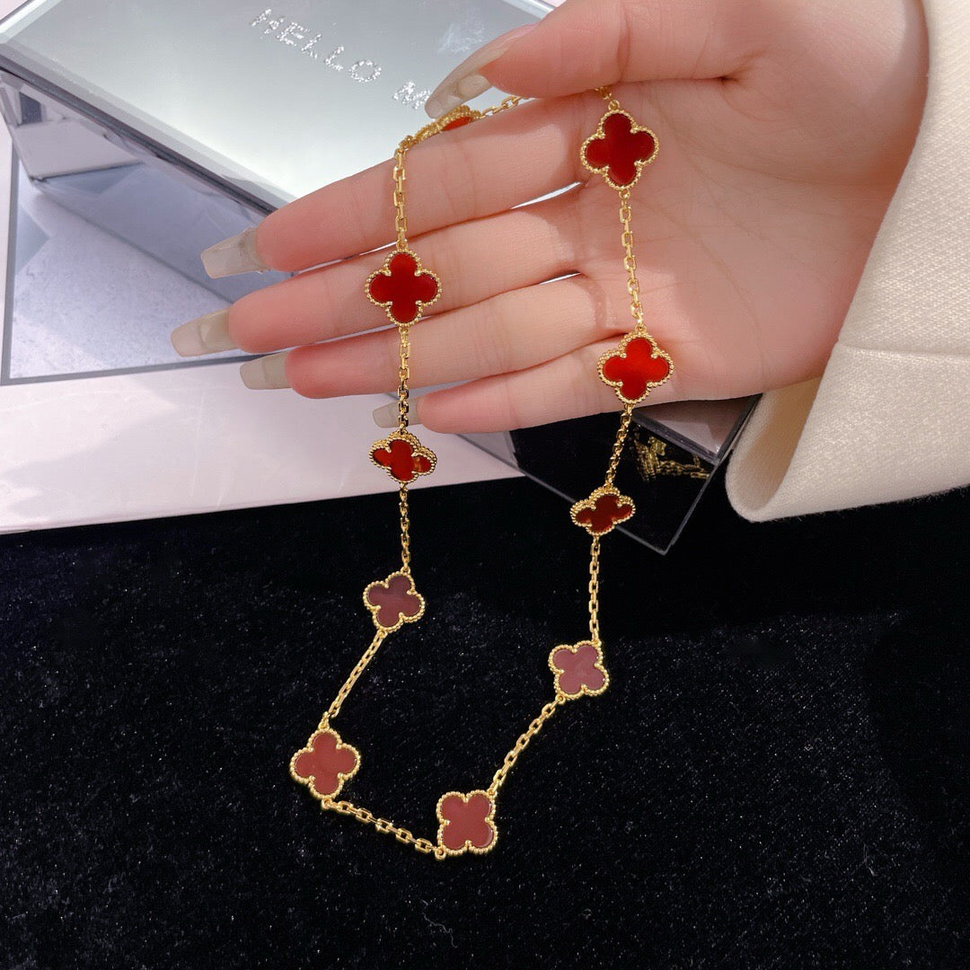 ¡®Dream¡¯CLOVER 10 MOTIFS CARNELIAN NECKLACE