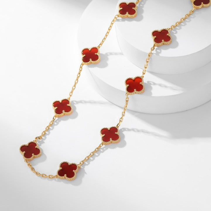 ¡®Dream¡¯CLOVER 10 MOTIFS CARNELIAN NECKLACE