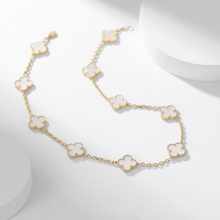 ¡®Dream¡¯CLOVER 10 MOTIFS WHITE MOTHER OF PEARL NECKLACE