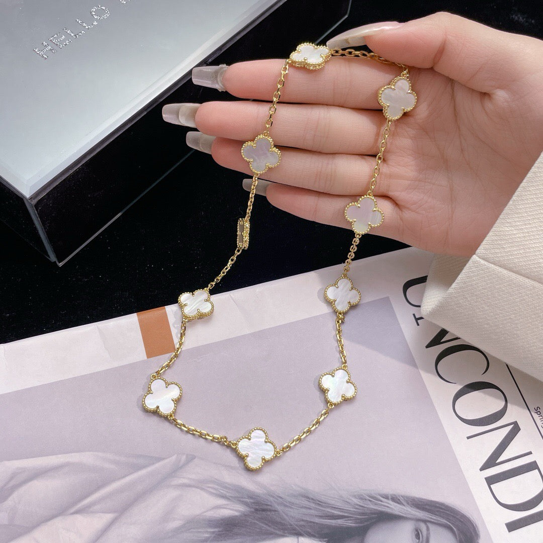 ¡®Dream¡¯CLOVER 10 MOTIFS WHITE MOTHER OF PEARL NECKLACE