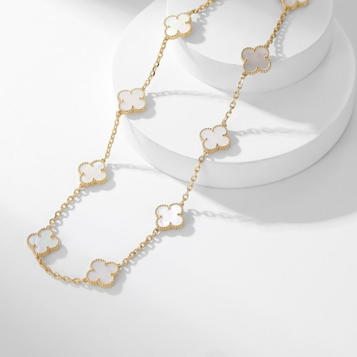 ¡®Dream¡¯CLOVER 10 MOTIFS WHITE MOTHER OF PEARL NECKLACE