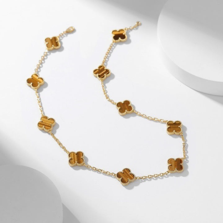 ¡®Dream¡¯CLOVER 10 MOTIFS TIGER EYE NECKLACE