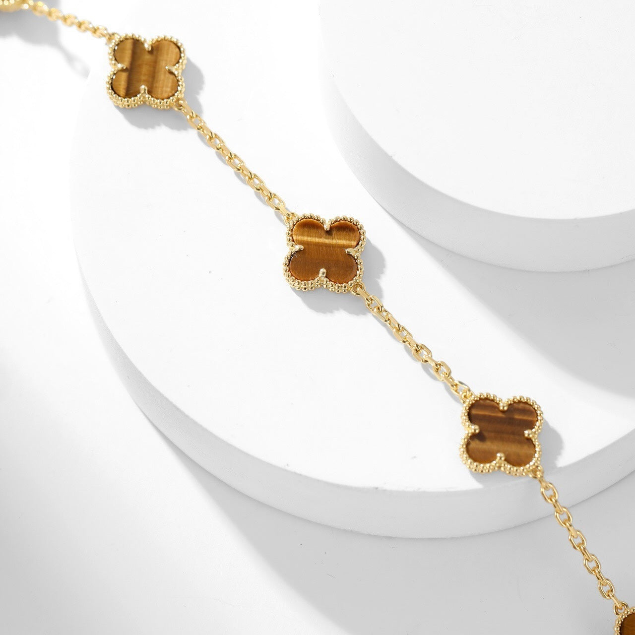 ¡®Dream¡¯CLOVER 10 MOTIFS TIGER EYE NECKLACE