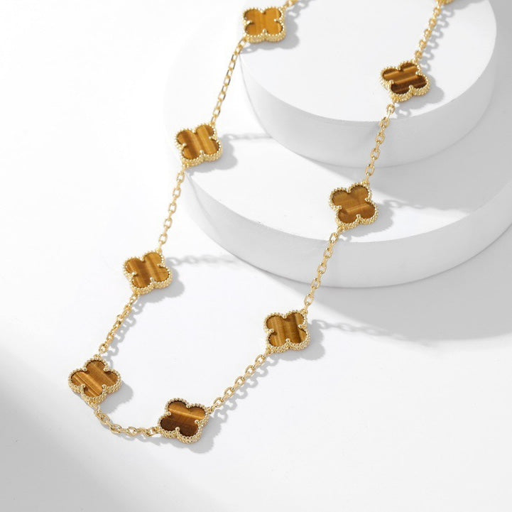 ¡®Dream¡¯CLOVER 10 MOTIFS TIGER EYE NECKLACE