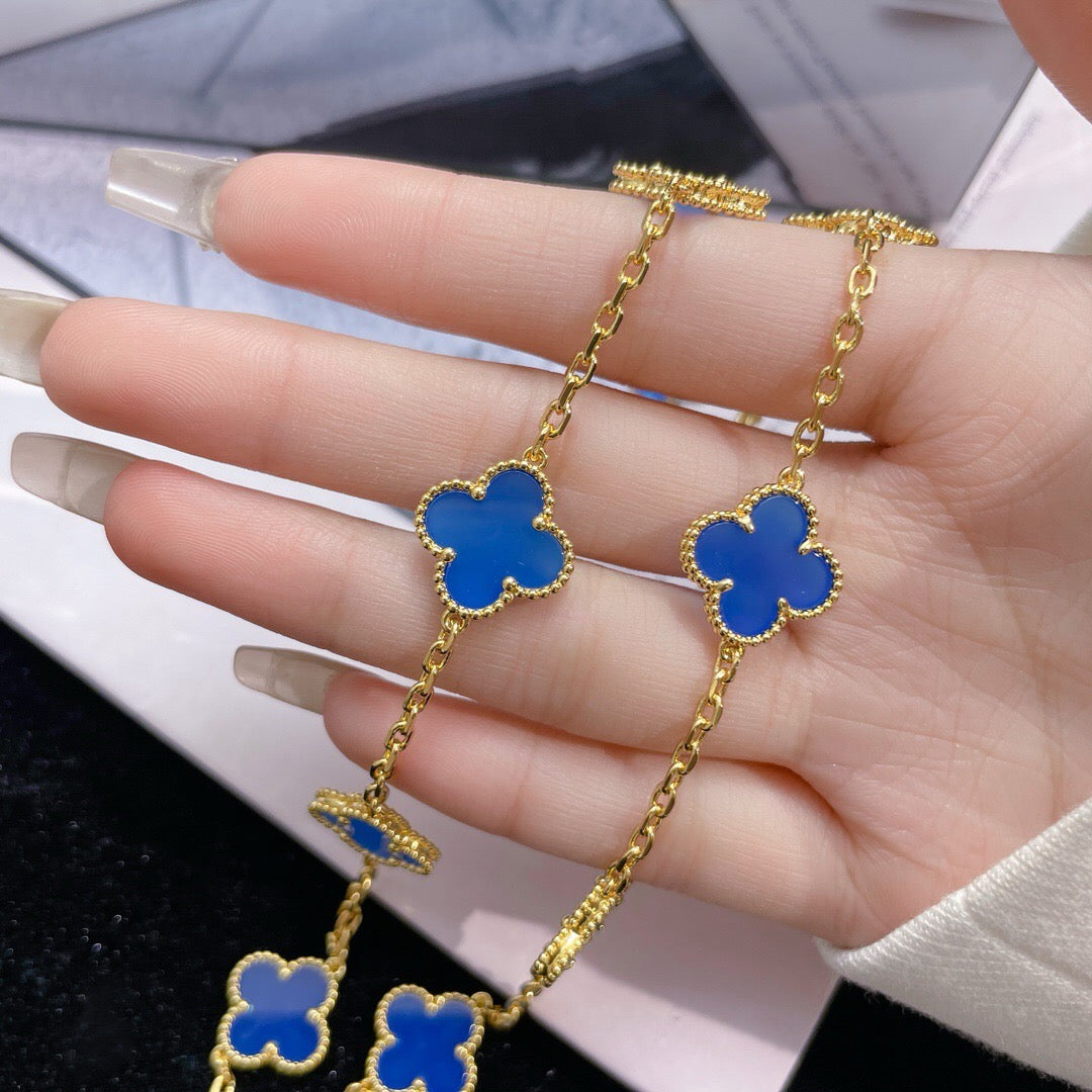 ¡®Dream¡¯CLOVER 10 MOTIFS BLUE AGATE NECKLACE