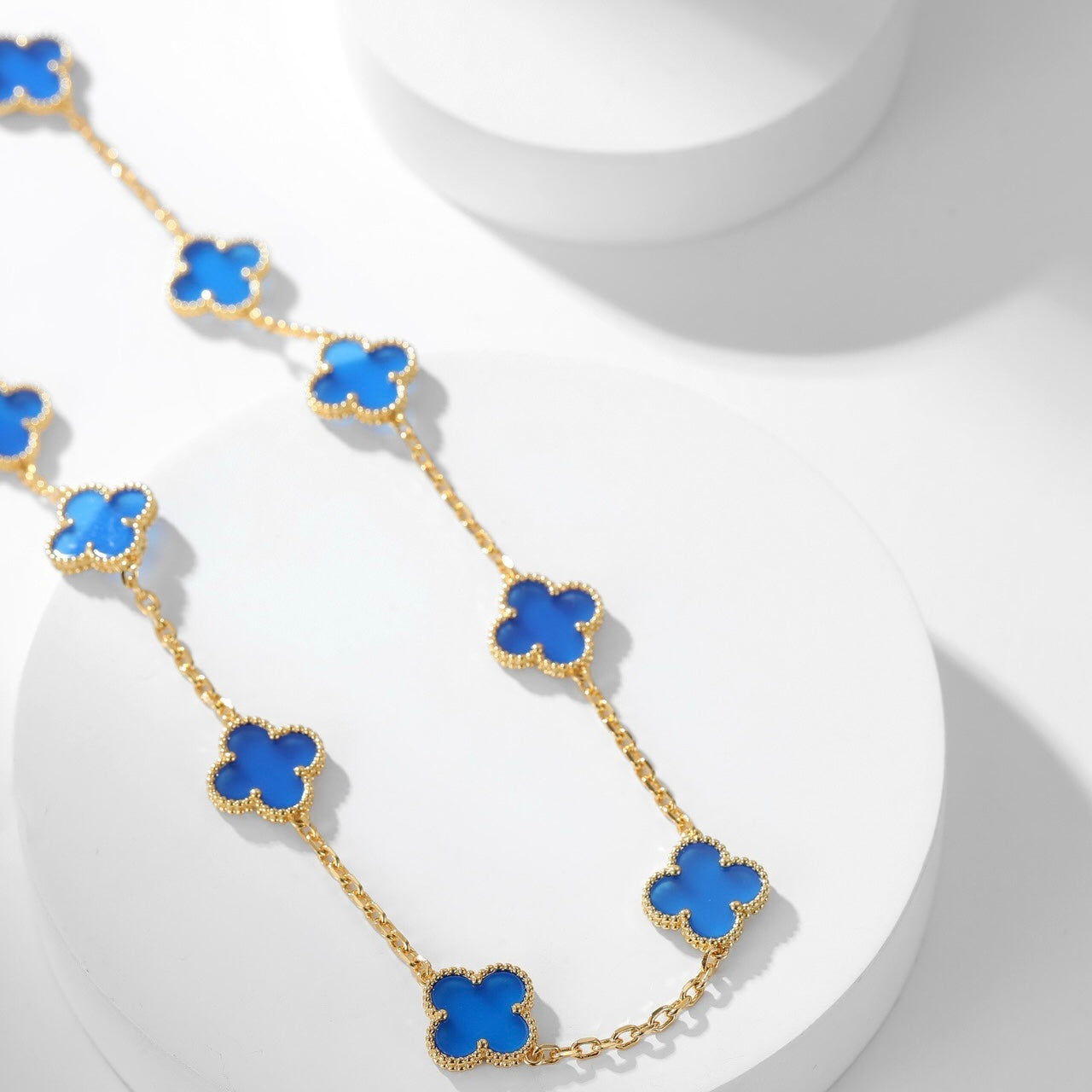 ¡®Dream¡¯CLOVER 10 MOTIFS BLUE AGATE NECKLACE
