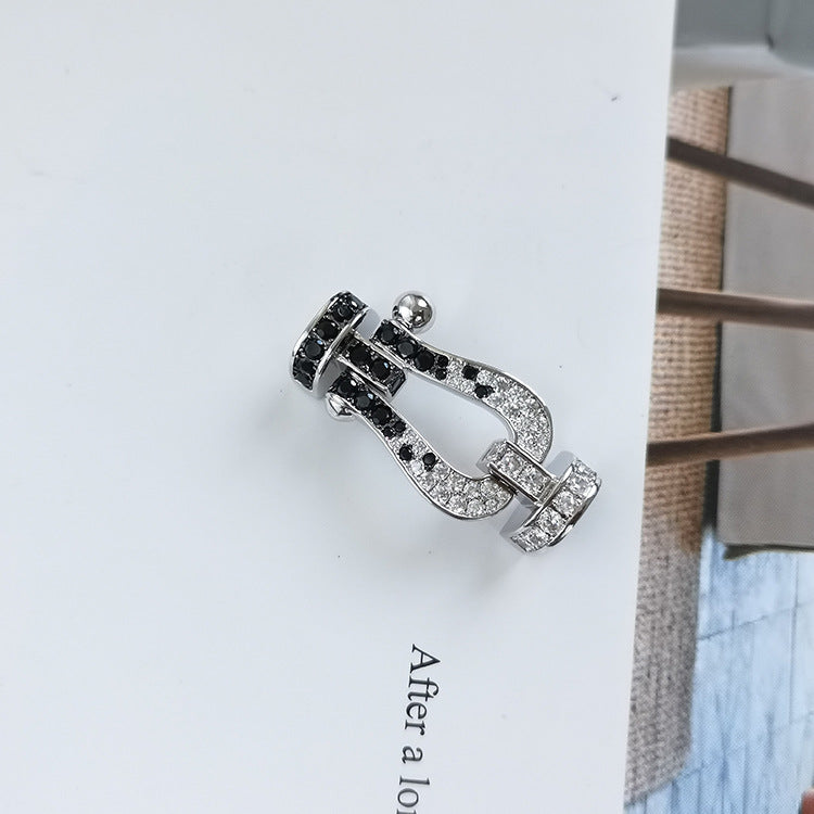 ¡®Dream¡¯FORCE LARGE HORSESHOE BLACK WHITE DIAMOND BRACELET ROSE GOLD
