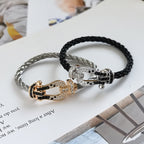 ¡®Dream¡¯FORCE LARGE HORSESHOE BLACK WHITE DIAMOND BRACELET ROSE GOLD