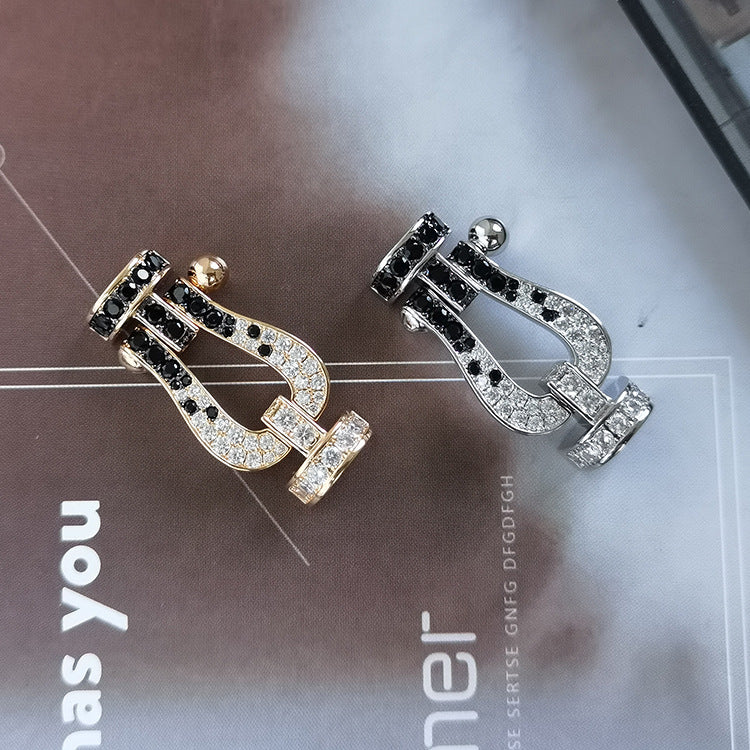¡®Dream¡¯FORCE LARGE HORSESHOE BLACK WHITE DIAMOND BRACELET ROSE GOLD