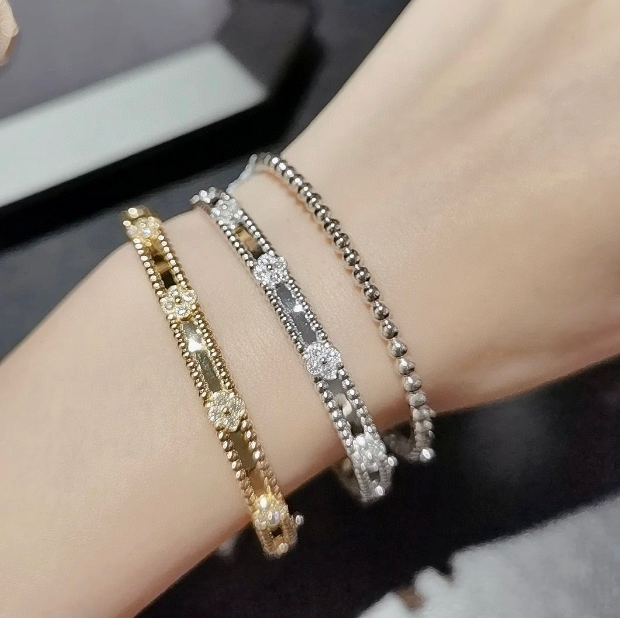 ¡®Dream¡¯CLOVER BRACELET 4MM DIAMONDS