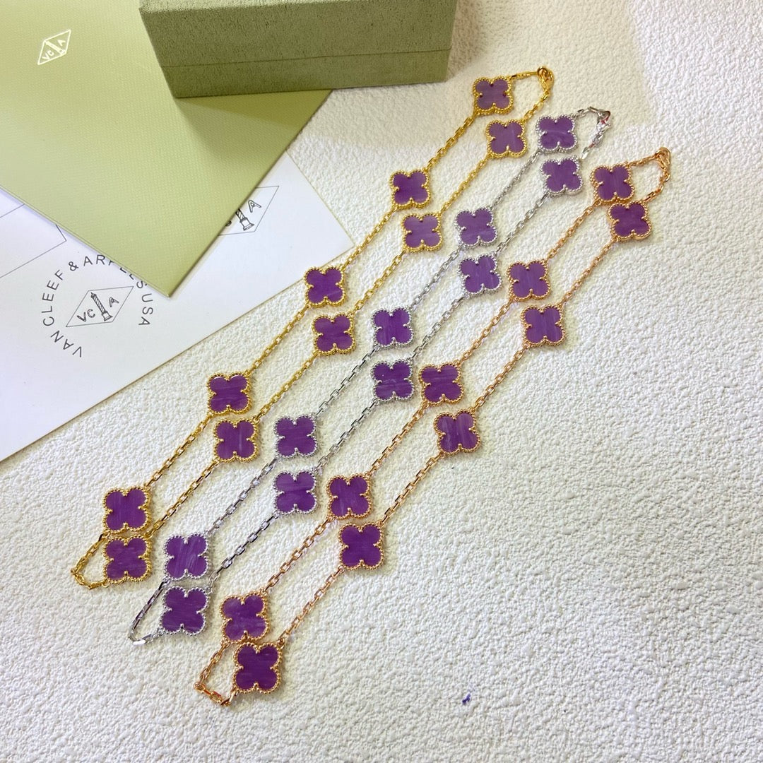 ¡®Dream¡¯CLOVER 10 MOTIFS  PURPLE VIOLET  NECKLACE