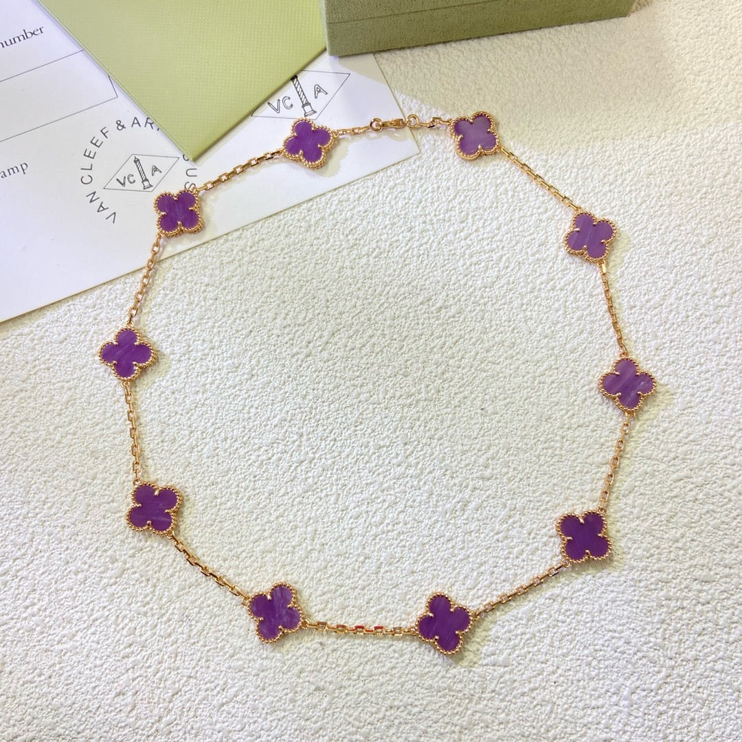 ¡®Dream¡¯CLOVER 10 MOTIFS  PURPLE VIOLET  NECKLACE