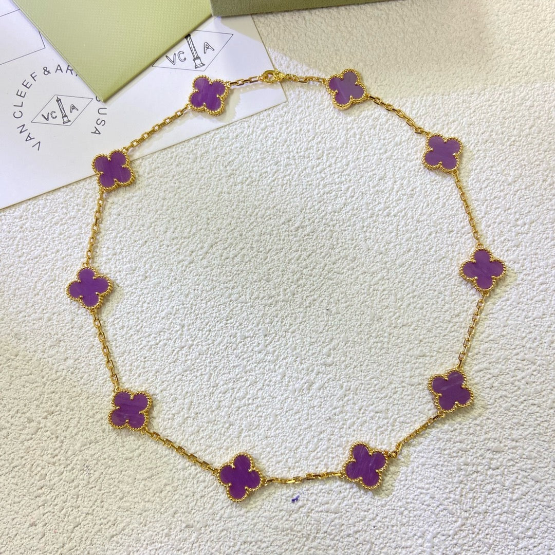 ¡®Dream¡¯CLOVER 10 MOTIFS  PURPLE VIOLET  NECKLACE