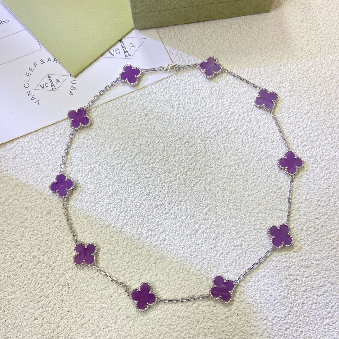 ¡®Dream¡¯CLOVER 10 MOTIFS  PURPLE VIOLET  NECKLACE