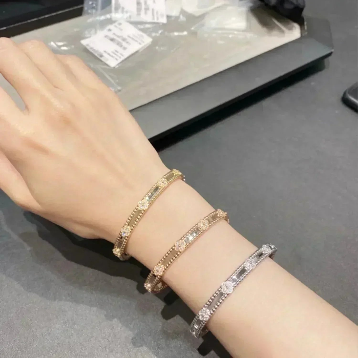 ¡®Dream¡¯CLOVER BRACELET 4MM DIAMONDS