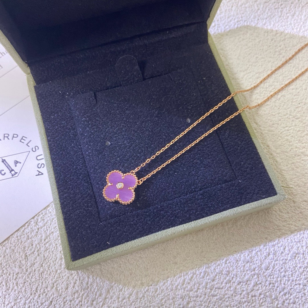 ¡®Dream¡¯CLOVER 15MM DIAMOND  PURPLE VIOLET NECKLACE