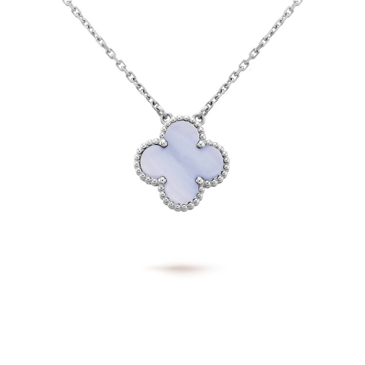 ¡®Dream¡¯CLOVER 15MM BLUE CHALCEDONY NECKLACE SILVER