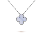 ¡®Dream¡¯CLOVER 15MM BLUE CHALCEDONY NECKLACE SILVER