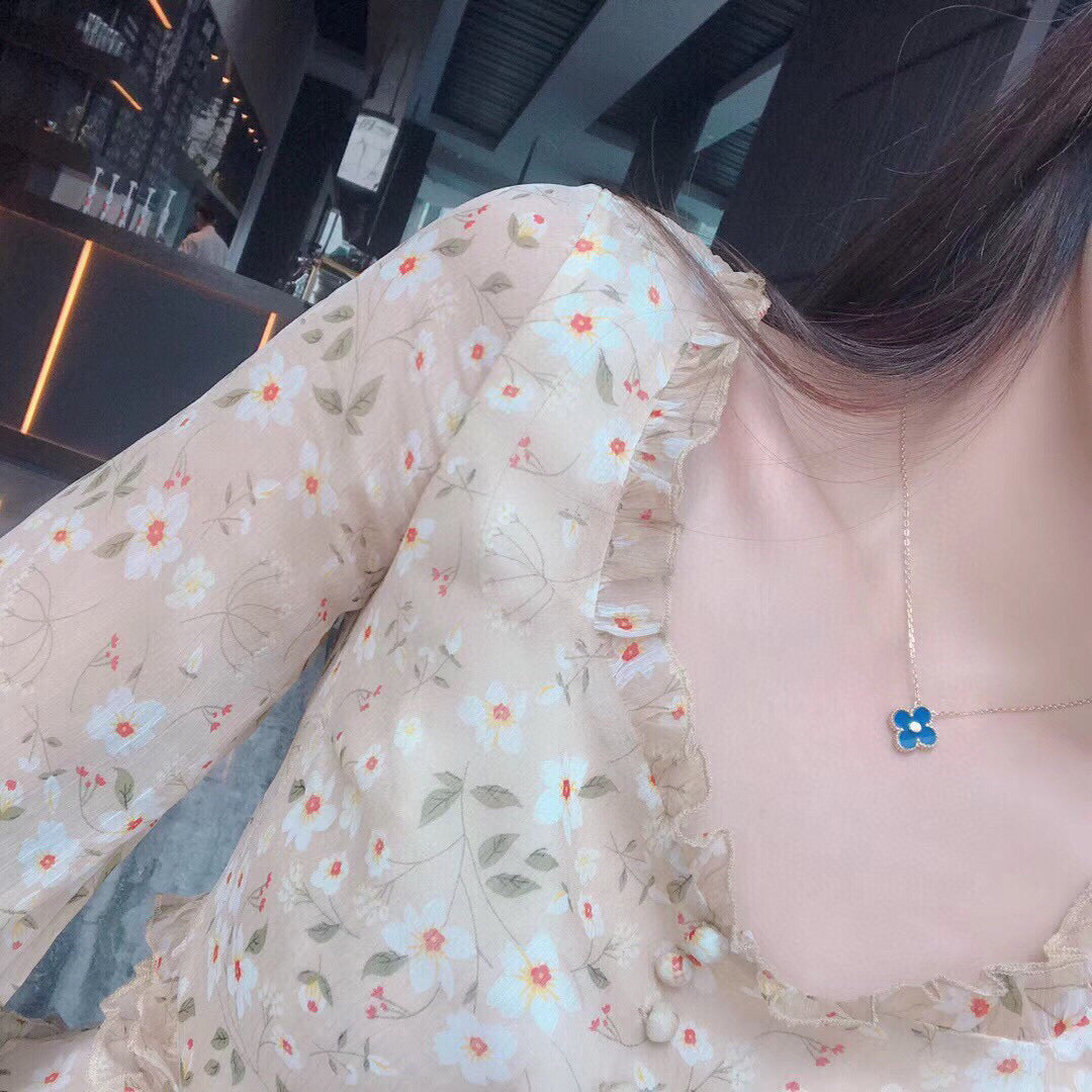 ¡®Dream¡¯CLOVER 15MM DIAMOND AND BLUE AGATE NECKLACE