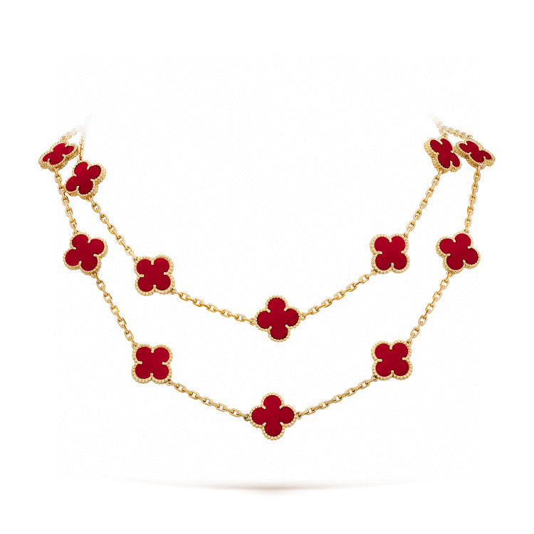 ¡®Dream¡¯CLOVER 20 MOTIFS CARNELIAN NECKLACE