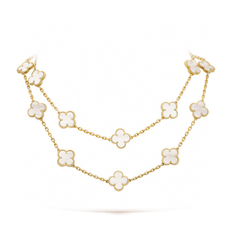 ¡®Dream¡¯CLOVER 20 MOTIFS WHITE MOP NECKLACE