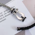 ¡®Dream¡¯FORCE LARGE HORSESHOE BLACK DIAMOND BRACELET SILVER
