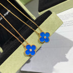 ¡®Dream¡¯CLOVER 15MM DIAMOND AND BLUE AGATE NECKLACE