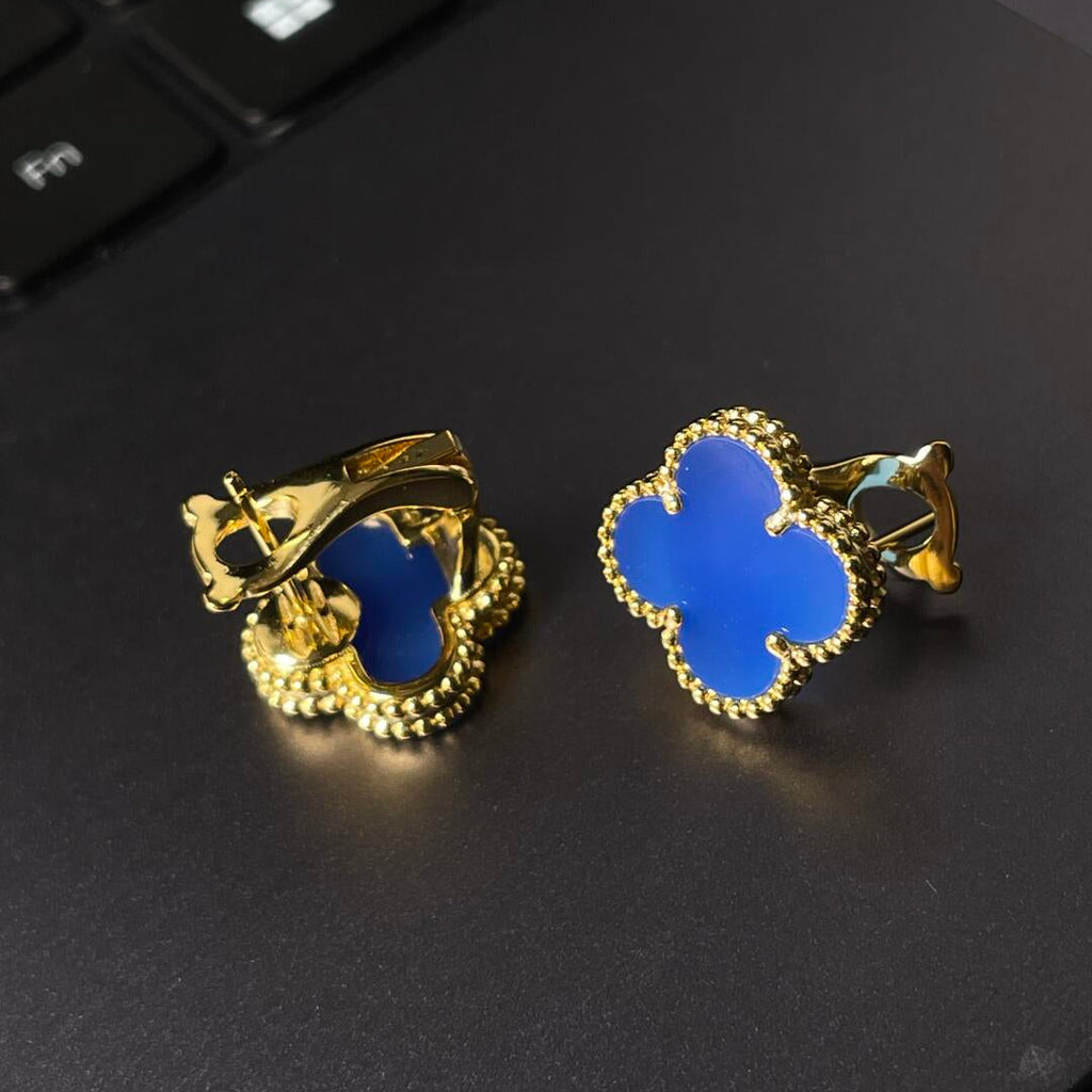 [Traum] GROSSE KLEE (20mm) 1 MOTIV BLAUER PERLMUTT-OHRSTECKER