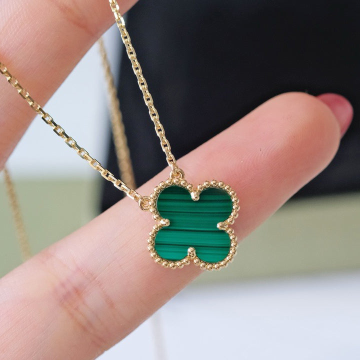 ¡®Dream¡¯CLOVER 15MM MALACHITE SINGLE FLOWER  NECKLACE