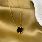 „Dream“CLOVER 15MM SCHWARZ ONYX EINZELBLUMEN-HALSKEHE