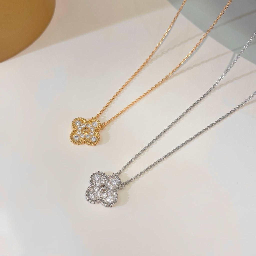 ¡®Dream¡¯CLOVER 15MM DIAMOND SINGLE FLOWER NECKLACE