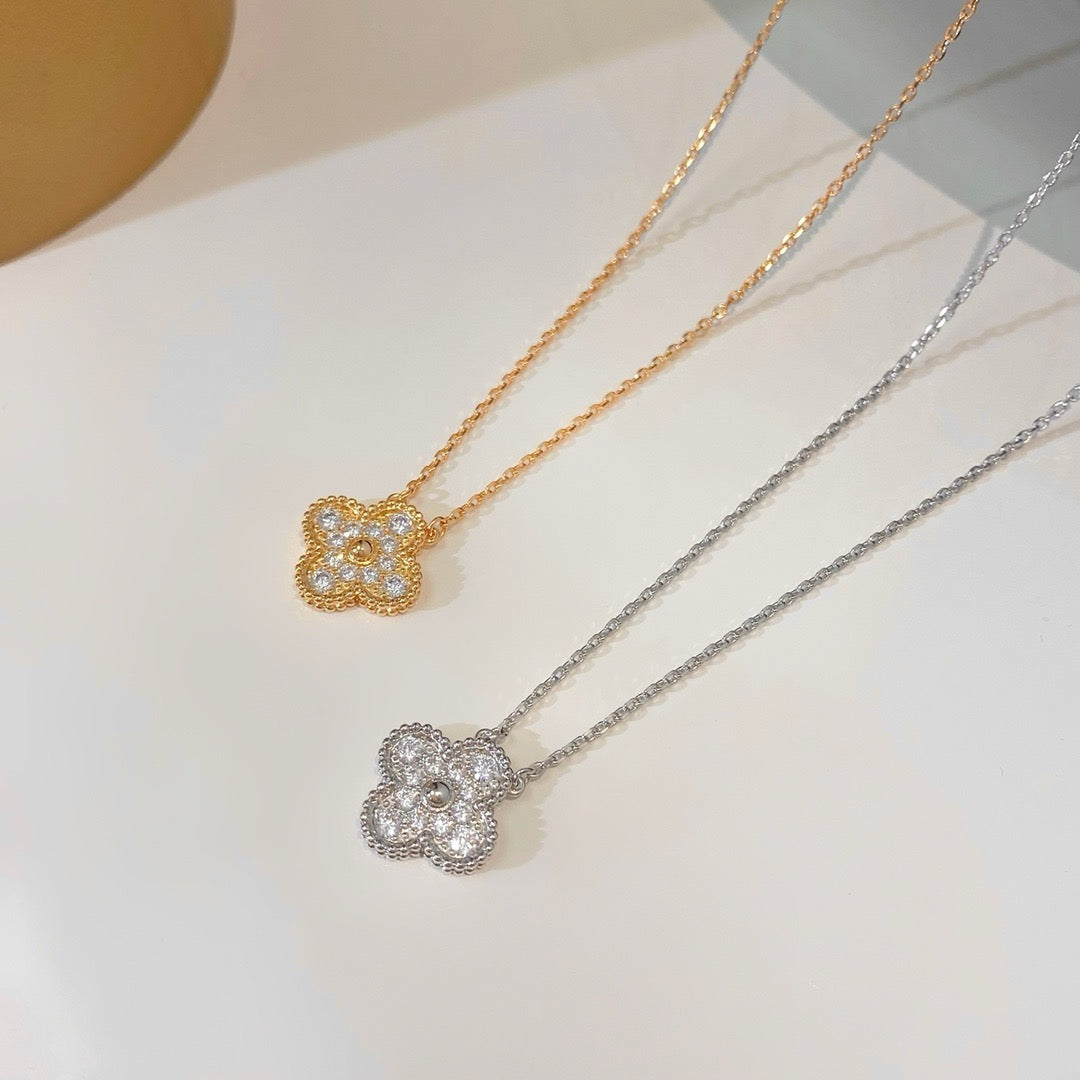¡®Dream¡¯CLOVER 15MM DIAMOND SINGLE FLOWER NECKLACE