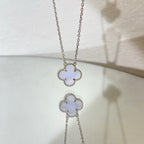 ¡®Dream¡¯CLOVER 15MM BLUE CHALCEDONY NECKLACE SILVER