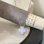 ¡®Dream¡¯CLOVER 15MM BLUE CHALCEDONY NECKLACE SILVER