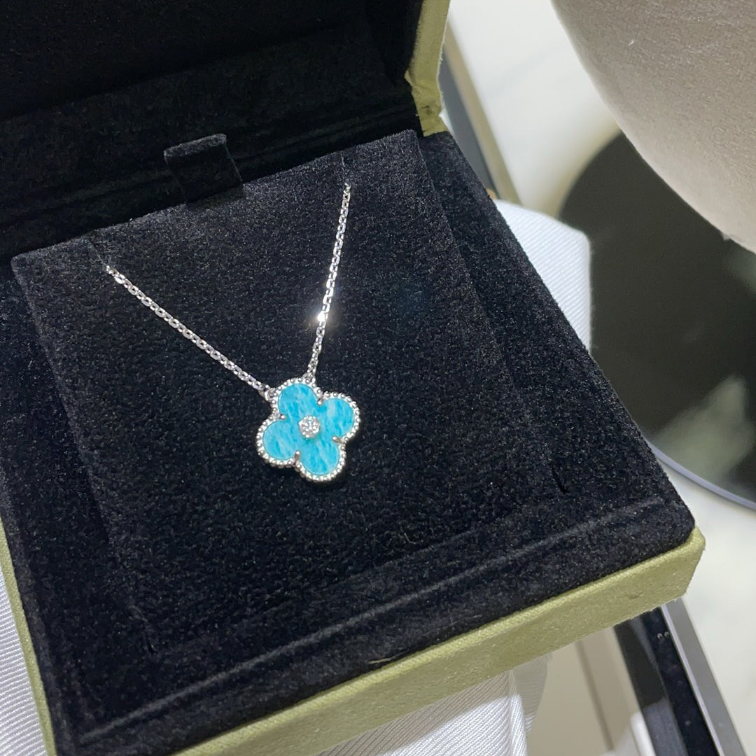 ¡®Dream¡¯CLOVER 15MM DIAMOND SVRES PORCELAIN  NECKLACE SILVER